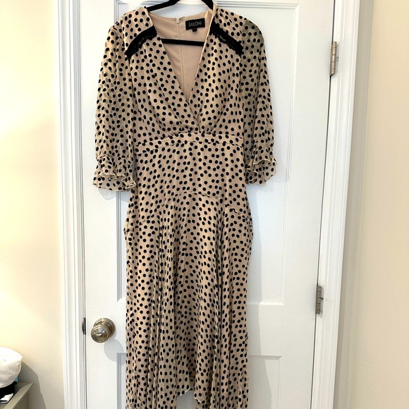 SALONI Dresses & Skirts - Saloni gorgeous cream dress with black polka dots - worn once